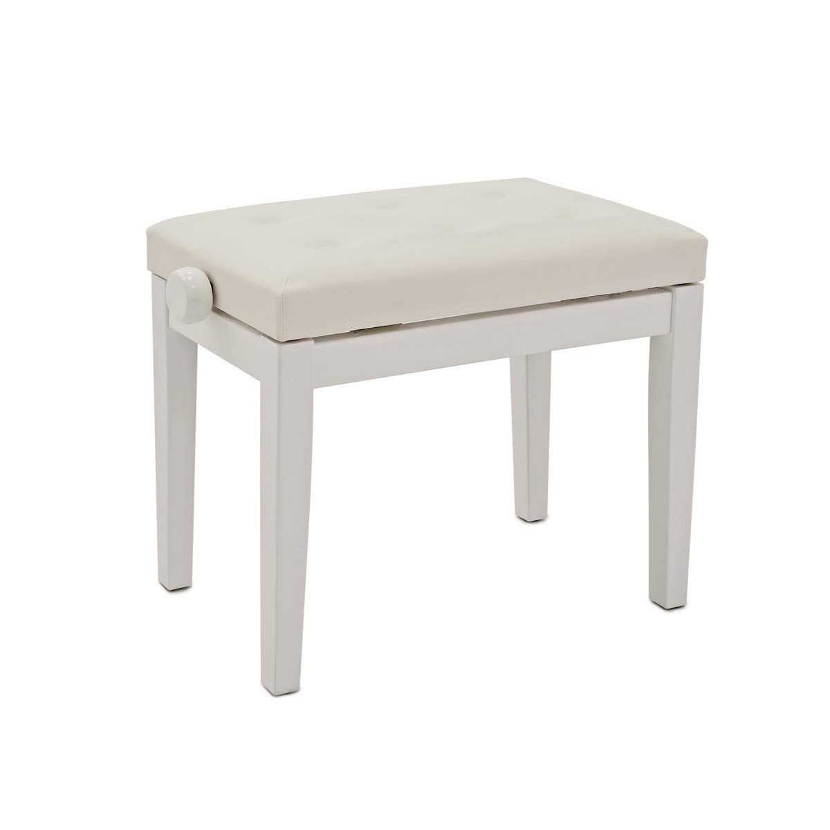 gear4music Panca da Pianoforte Deluxe, Bianco | Trova la Tua Altezza di Jeu Ideale, Costruito in Faggio con Finitura Bianca Premium, Cuscino Elegante in Similpelle