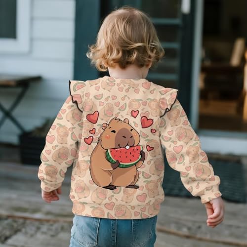 Girls Toddlers' Long Sleeve Ruffle Shirt Casual Basic Top Ruffle Sleeves Blouse Crewneck Pullover Sweatshirt 1T-8Y3