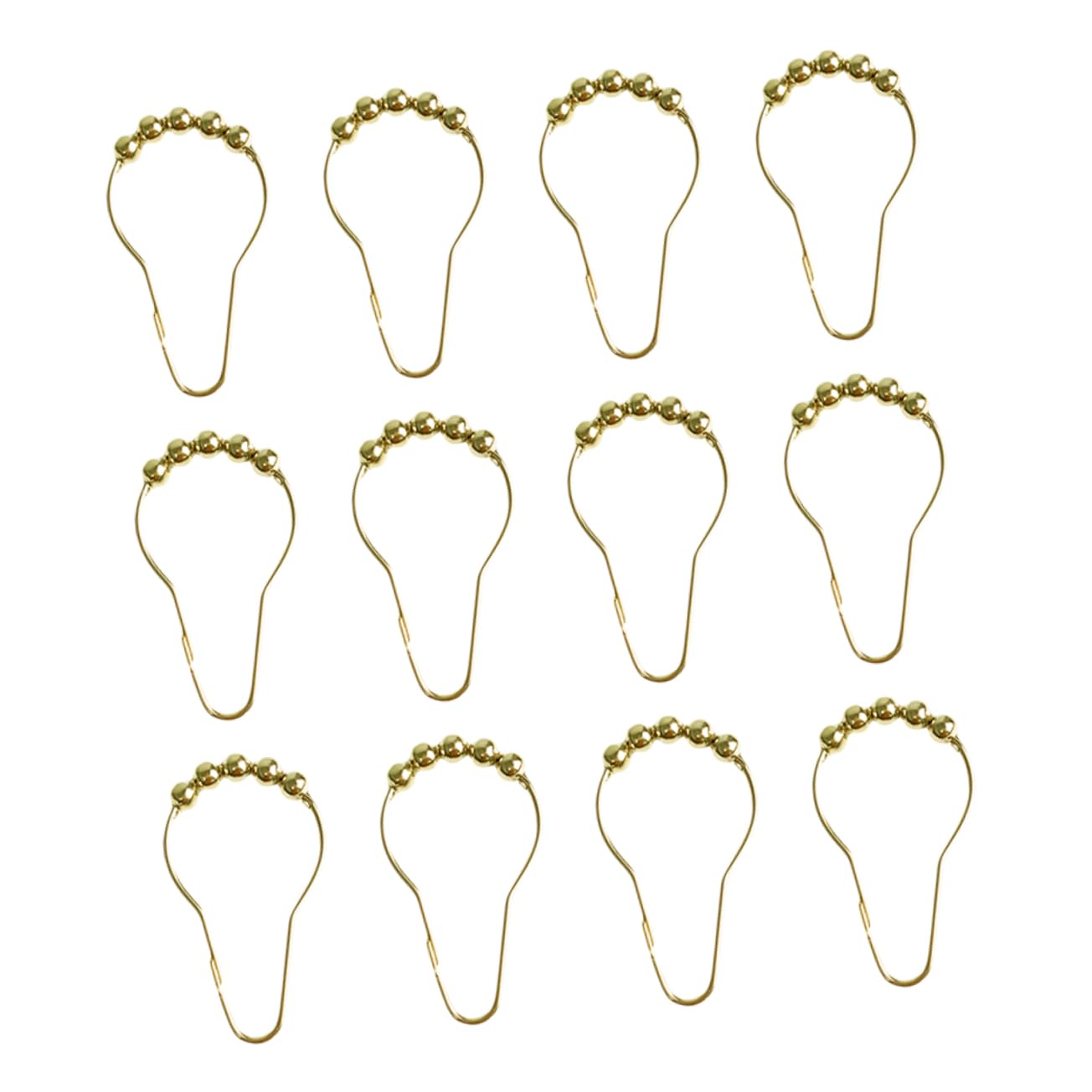 Crochets de Rideau de Douche, Crochets de Douche for Rideaux, 24 pièces, Boucle de Crochet for Rideau de Douche, cintres for Manteaux, Rideau argenté, Rideau à roulettes Robuste(Golden)