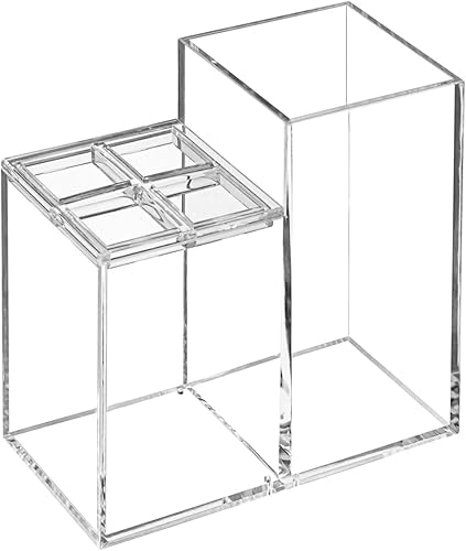 Miniatura 4 de Soporte pequeño para cepillos de dientes para baño, almacenamiento de brochas de maquillaje, 5 ranuras de acrílico transparente, accesorios de baño,