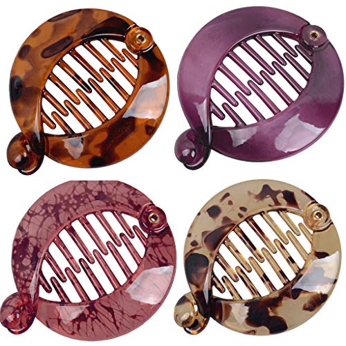 Fodattm - Pinza pequeña francesa en forma de banana para el cabello, peineta plana entrelazada, accesorio redondo para coleta, 4 unidades (diseño C#) Cover