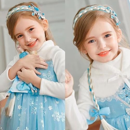 JDCMEI Mädchen Haarband Zopf Geflochten, 2 Stück Haarreif Prinzessin Zopf, Rapunzel Perücke Geflochtene Perückenschnüre für Mädchen Geflochten Prinzessin Perücken für Prinzessinnentheater, Cosplay