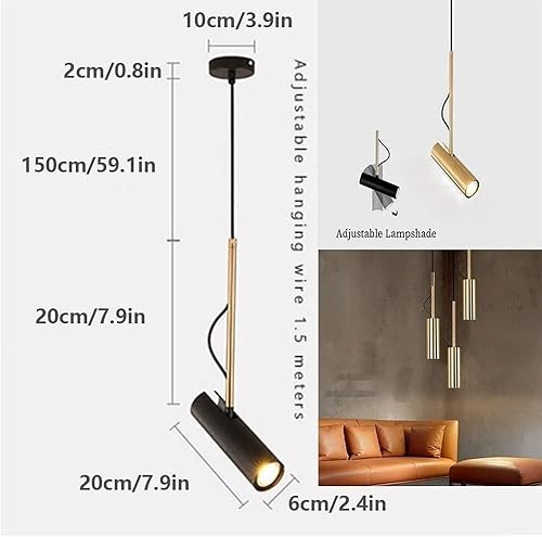Miniatura 6 de Lámpara de techo para decoración artística, lámpara colgante LED de tubo cilíndrico largo, lámpara colgante de hierro moderna nórdica, lámparas