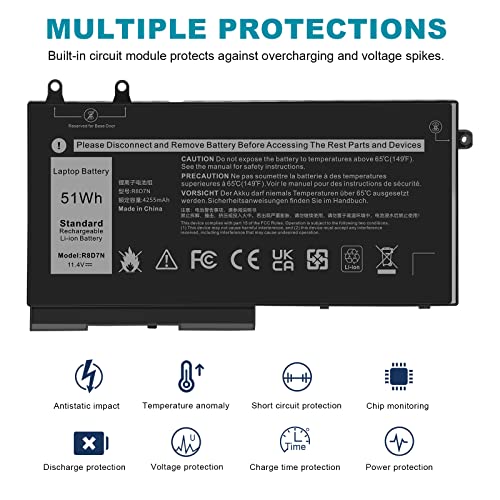 Image of ASUNCELL R8D7N Battery Replacement for Dell Inspiron 3540 M3550 Latitude 5400 5500 5510 7590 7591 7791 2-in-1 Series H82T6 0C5GV2 0W8GMW Series 1V1XF 4GVMP RF7WM 9JRYT X77XY 11.4V 51h