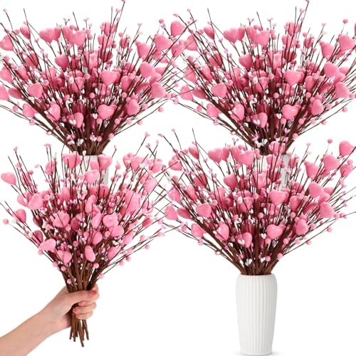 Yuxung 24 Pcs Valentine Floral Picks Valentine's Day Gifts