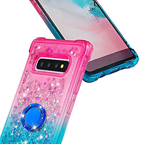 WJMWF Hoesje voor Samsung Galaxy S10 Plus Kleurverloop Serie Glitter Drijfzand met Ring Zachte TPU Silicone Bumper… - Image 7