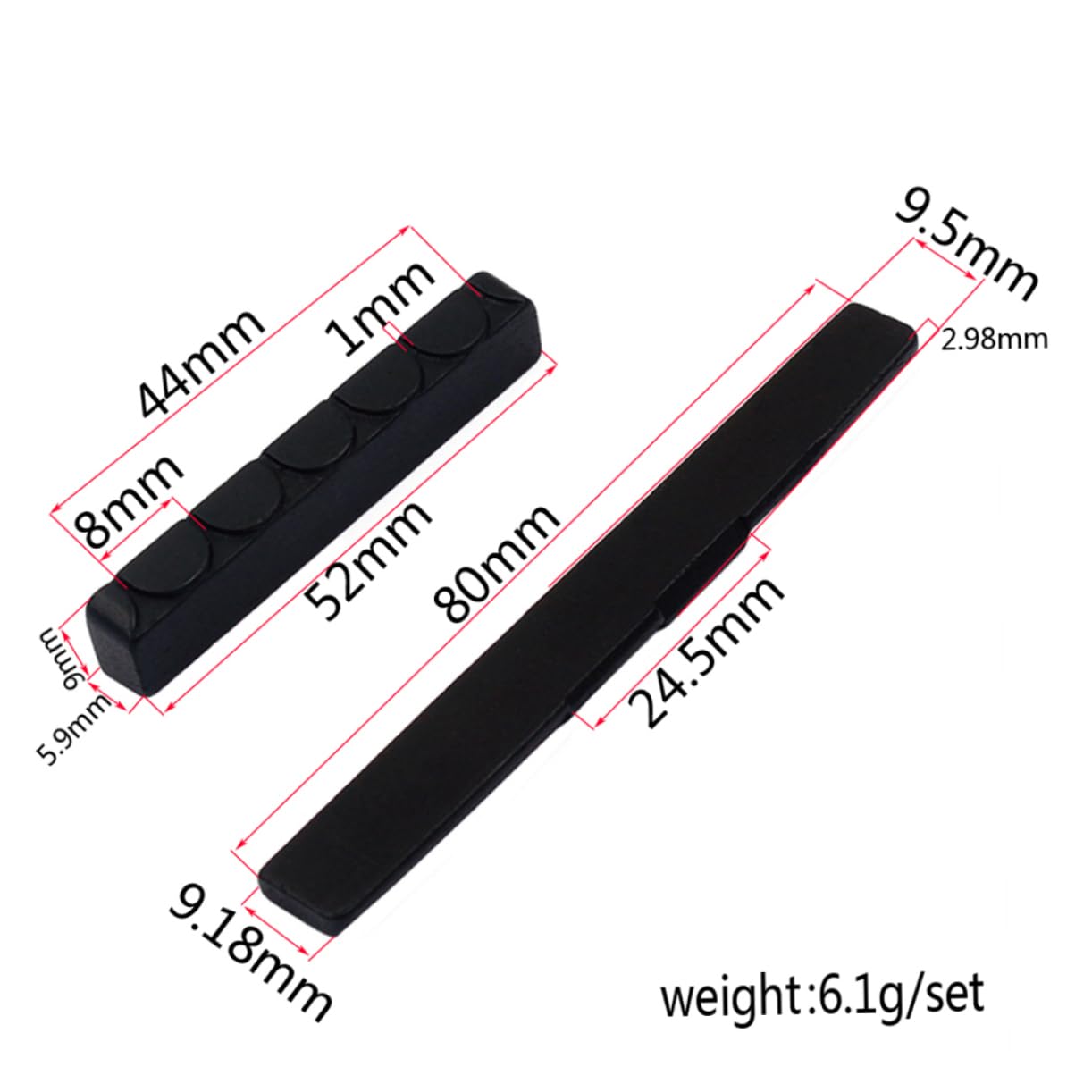 Wakauto Guitar Nut Saddle Ebony Acoustic Guitar Accessory Bone Material Standard Tuning