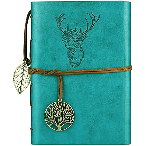 Refillable Leather Journal with Vintage Design Cover