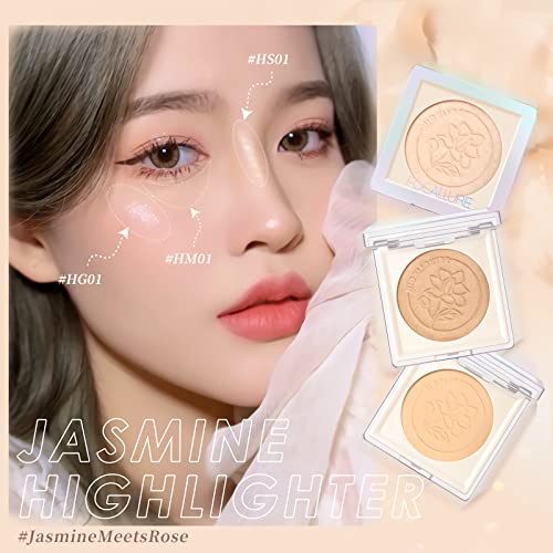 Focallure Highlighter Powder Makeup Palette, Shimmer Glitter Highlight Contouring Palette, Natural Nude Shiny Contour Highlight Makeup, Smooth, Long Lasting, Illuminizing, Blends Easily, Hg02 Rose #TOP1