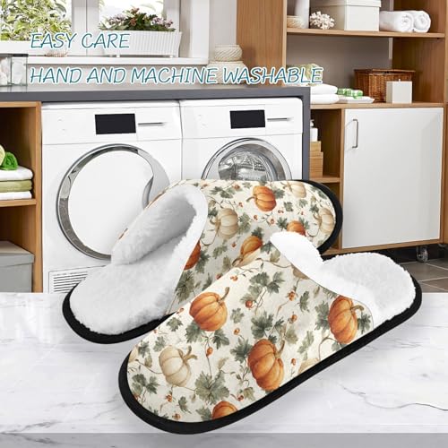 Halloween Pumpkin Green Slippers For Women Men Soft Memory Foam Non-Slip Hallowmas Winter Indoor House Shoes Travel Slipper3