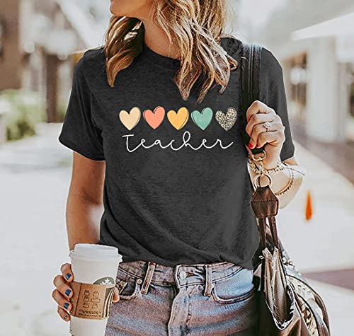 Teacher Tshirt Women Cute Hearts Graphic Teaching Tee Boho Teacher Shirt Short Sleeve Casual Summer T-Shirt Tops - Image 3