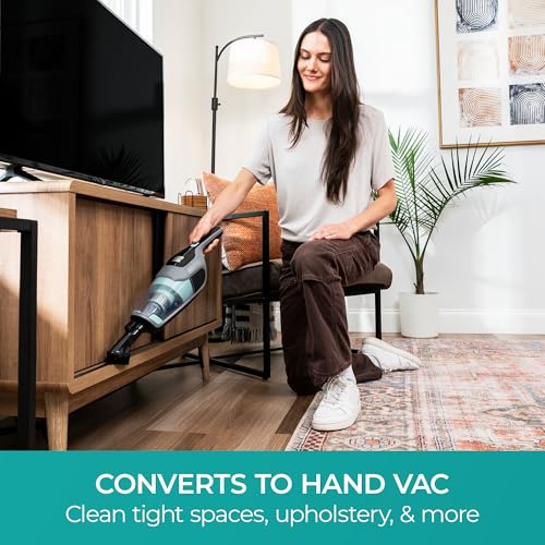 Image of Kenmore 200 Series DS2010 Cordless Stick Vacuum Lightweight Cleaner 2-Speed Power Suction LED Headlight 2-in-1 Handheld for Hardwood Floor, Carpet & Pet Hair