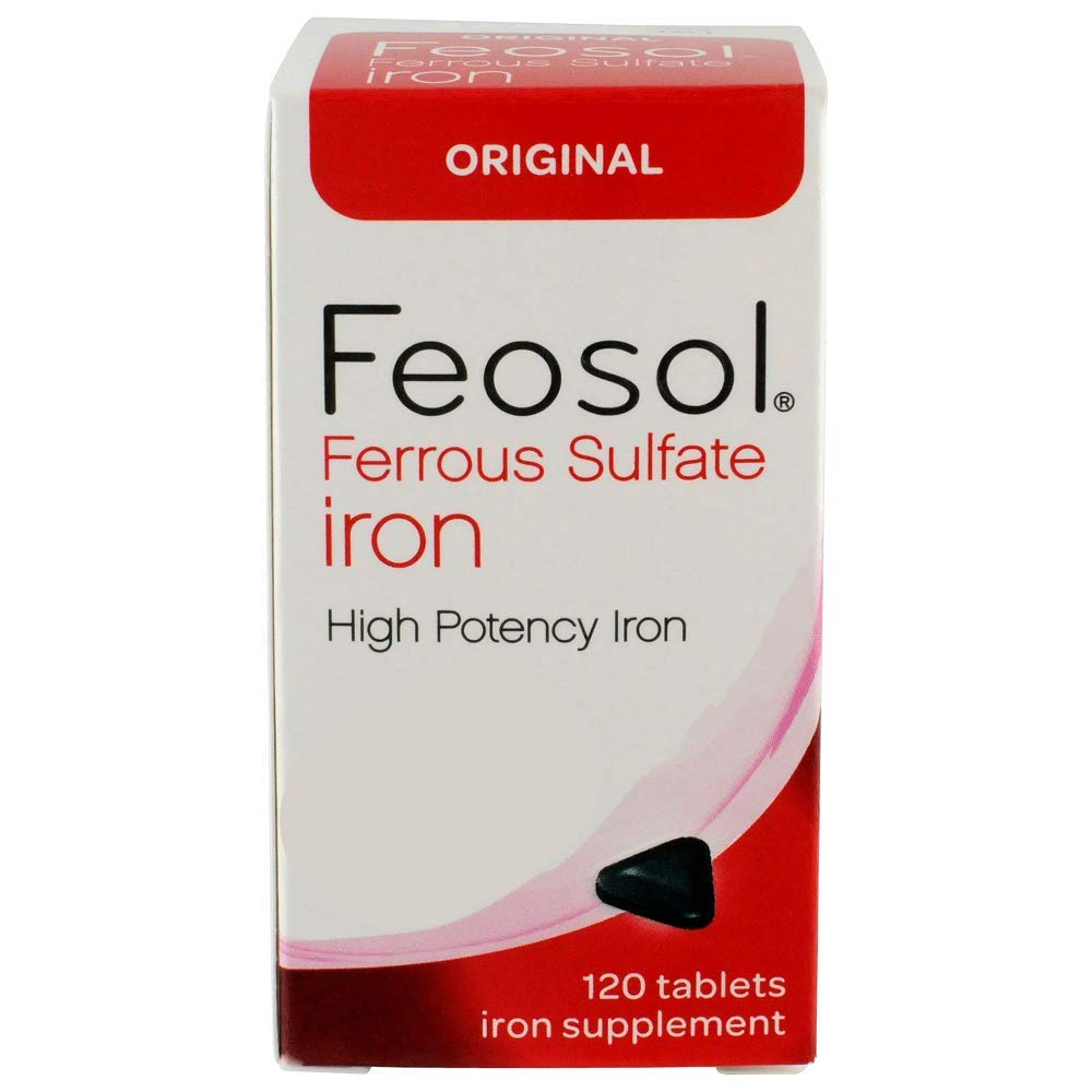 Feosol Original Iron Supplement Tablets, Non-heme, 325mg Ferrous Sulfate (65mg Elemental Iron) per Iron Pill, 1 Per Day, 1...