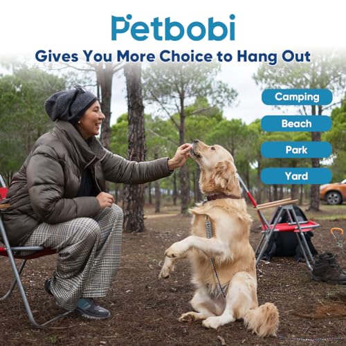 Petbobi Dog Tie Out Cable and Stake - 30 ft Heavy Duty Reflective Cable with Spring - No Tangle, 16-inch Ground Stake - for Yard, Camping, Beach - for Medium Large Dogs Up to 120 lbs, Color Gradient - Thumbnail 6