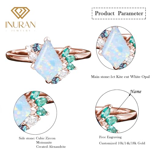 10K/14K/18K Solid Gold Gemstone Vintage Engagement Ring for Women 1 Carat Kite Gemstone Cluster Unique Art Deco Promise Anniversary Personalized Ring for Her4