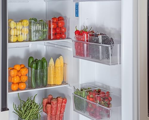 Image of Black Olive Fridge Storage Containers, Multipurpose Transparent Refrigerator Organizer, Space-saving BPA Free Plastic Freezer Safe Kitchen Storage Containers for Vegetables & Fruits (6Pcs)