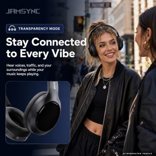 Image of Noise Cancelling Headphones Wireless Bluetooth 6.0, Over Ear ANC Headphones with 120H Battery, Hi-Res Audio, Transparency Mode, Deep Bass, Memory Foam Ear Cups for Airplane Travel Office Home