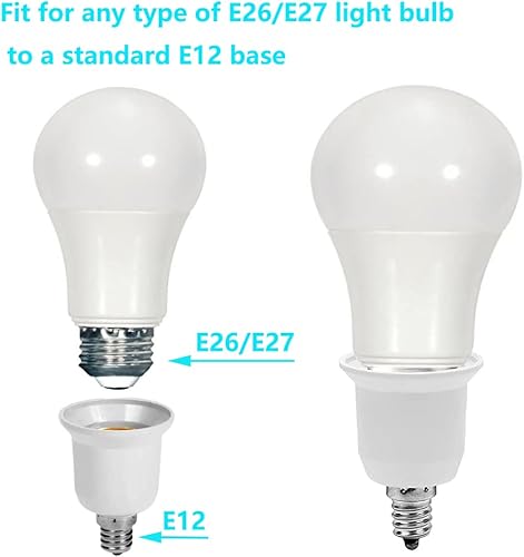 Miniatura 3 de Adaptador E12 a E26E27, adaptador E12 a E26, adaptador E12 a E26, enchufe de bombilla, adaptador de enchufe de luz, convertidor de adaptador de base