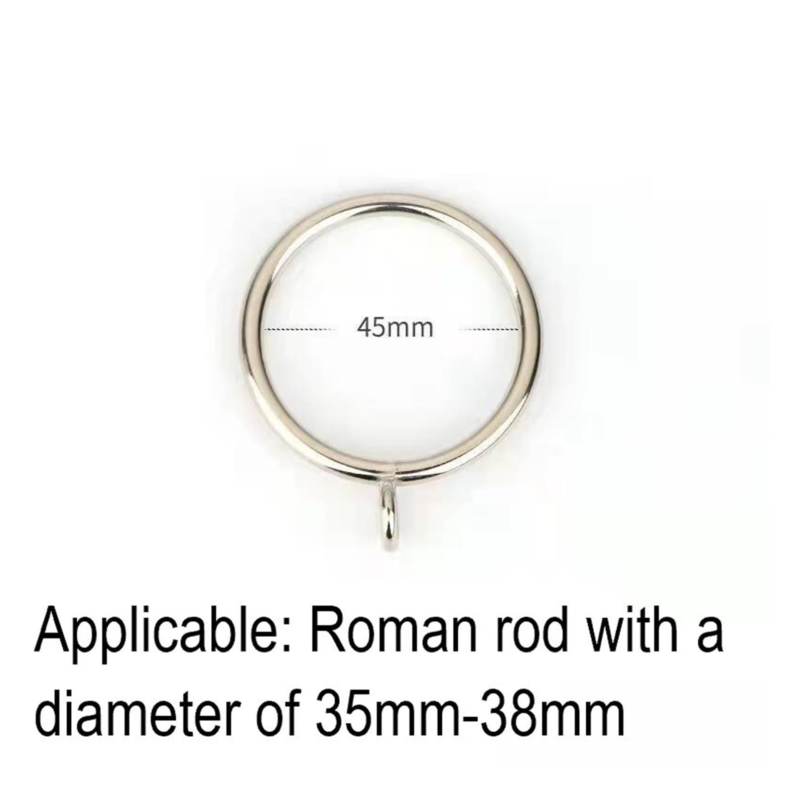 yaoqijie Vorhanghaken Römische Ringe 100% Metall Gardinenstange Hakenringe Vorhangzubehör Silber Schwarz Golden 38/45 mm Hakenringe Lasting (Color : 20PCS Diameter 45mm)
