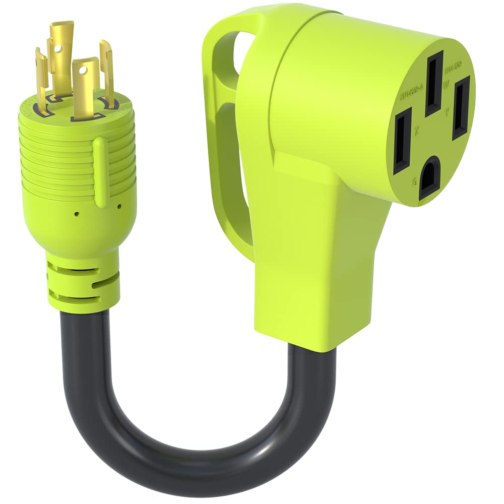 30 Amp to 50 Amp RV Generator Adapter Cord, NEMA L14-30P Twist Lock Male Plug to NEMA 14-50R Female, Outdoor Ower Equipment Suitable for RV Trailer Camper,Heavy Duty STW 10 AWG (12 Inch)