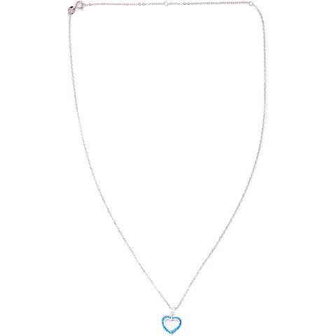 Blue Opal Heart Pendant – 925 Sterling Silver, Rhodium Plated, Handmade & Designed ...