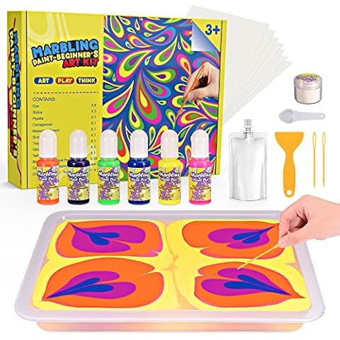 Diyfrety Toys for 4 5 6 7 8 Year Old Girls Boys, Marbling Paint Art Kit for Kids Age 4-12 Arts and Crafts for Kids Age 4-12 Birthday Gifts for 4-12 Year Old Girls Crafts for Kids Age 4-12 Cover