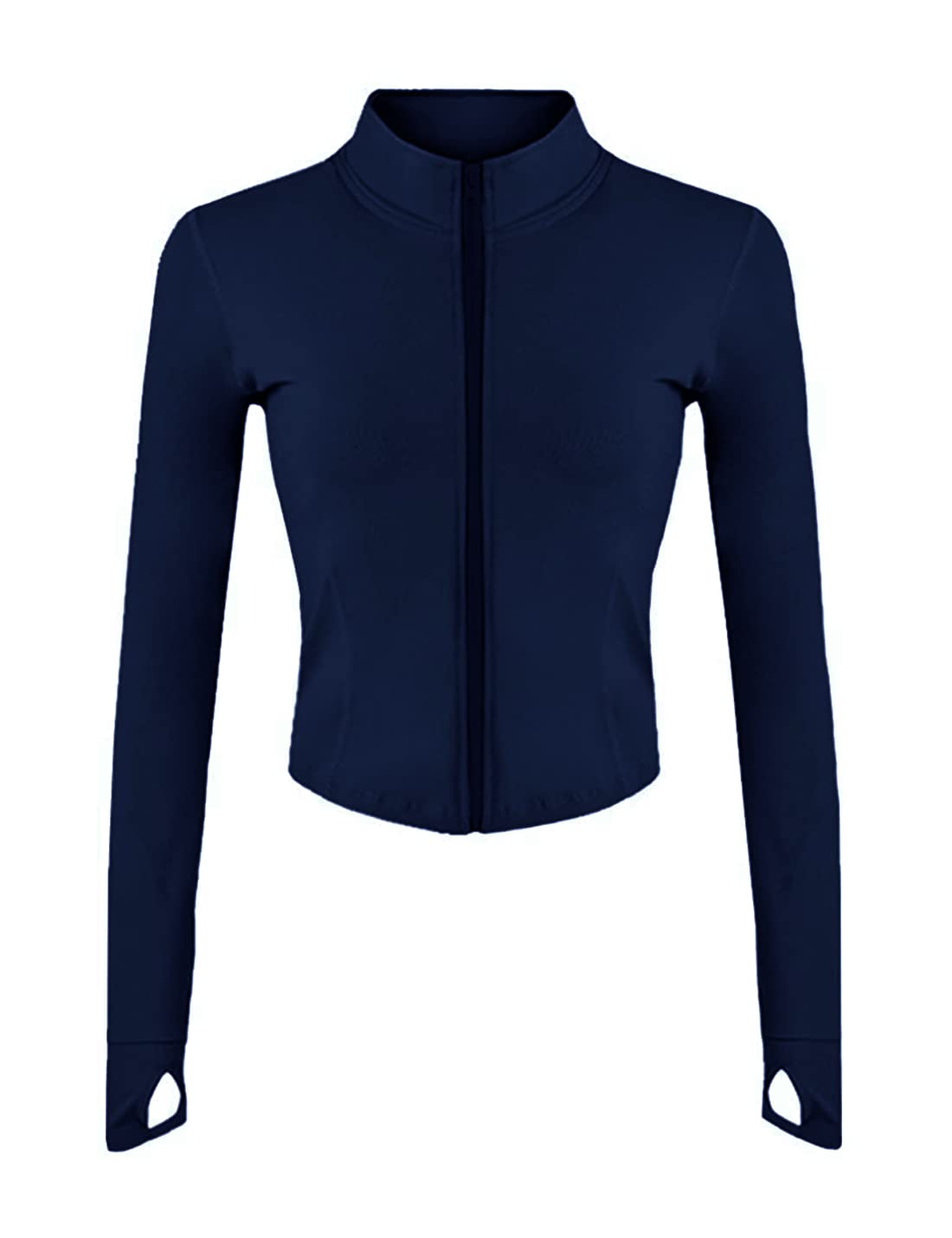 Women’s Sports Running Jacket Slim Fit Stretchy Full Zip Athletic Workout Lightweight Jacket with Thumb Holes-image-34