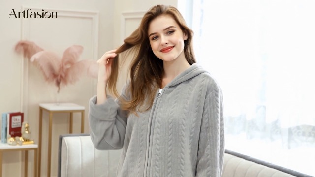 Bata De Ba?o Artfasion De Forro Polar Para Mujer, Larga, De Felpa, Con