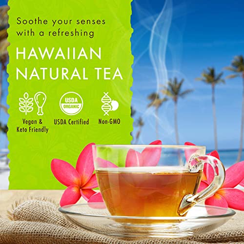 Image of Hawaiian Natural Tea Passion Fruit Orange Flavored Organic Tea - Tropical Fruit Green Tea Blend with Black Tea - Perfect Daily Cup & Gift for Tea Lovers - 60 Tea Bags