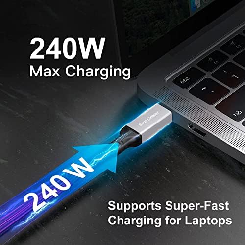 Vista 2 de StarLinker Paquete de 2 cables USB4 de 1.6 pies (1.6 ft) de carga de energía de 100 W, soporta transferencia de datos de 40 Gbps, pantalla HD 8K