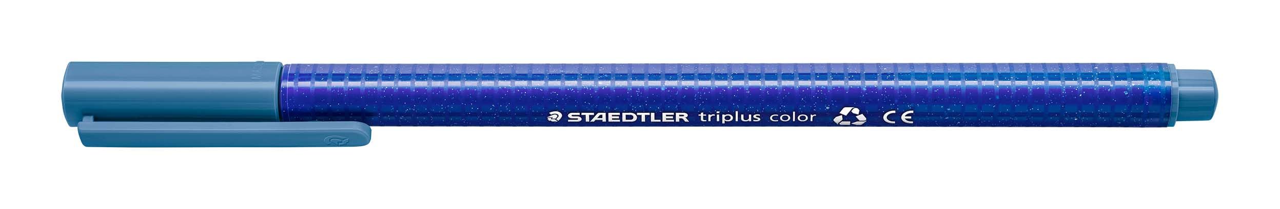 STAEDTLER Filzstifte triplus color, delfterblau, dreikant, stabile, eindrucksichere Spitze, Linienbreite ca. 1 mm, kindgerecht, Made in Germany, 10 delfterblaue fibre-tip pens im Kartonetui, 323-63