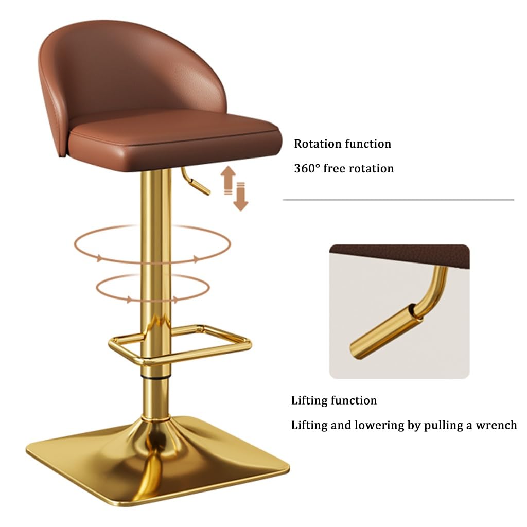 Amazon｜高さ調節可能レザーベージュバースツールバーチェア背もたれ