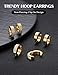 Jstyle 3 Pairs Stainless Steel Mens Womens Hoop Earrings Clip On CZ Non-Piercing G