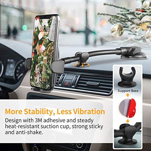Windshield Phone Holder for Car, Upgraded Gooseneck Car Truck Phone Holder Mount with Strong Suction Cup, Dashboard Window Dash Mobile Phone Mount, Compatible with iPhone, Samsung, LG and More