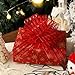 6 Pieces Pull Bow Large 6 Inch Organza Pull Bow Present Wrapping Pull Bow with Ribbon for Gift Wrapping Baskets Wedding (Wine red)