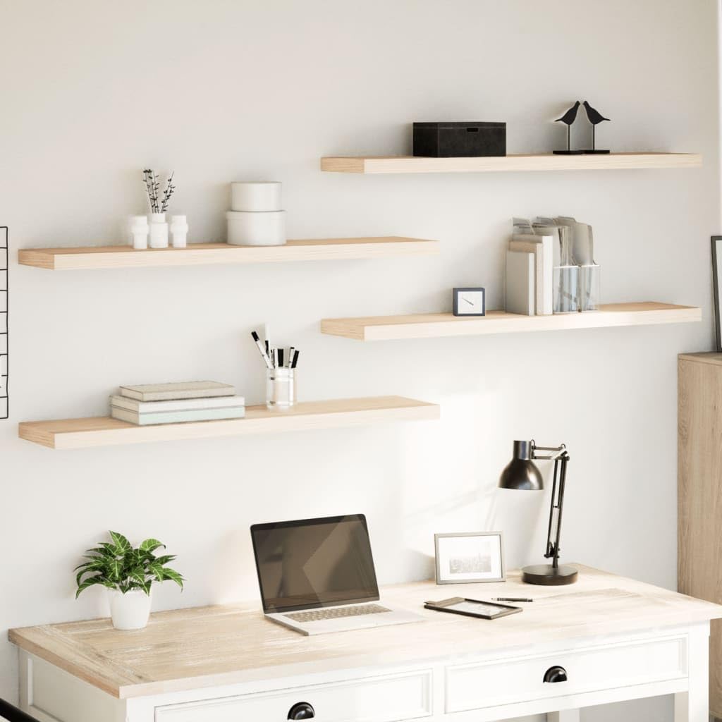 Juego de 4 estantes flotantes, 110 x 23,5 x 4 cm, de madera con chapa de roble, soporte invisible, estante de pared estable para salón, oficina, cocina y dormitorio