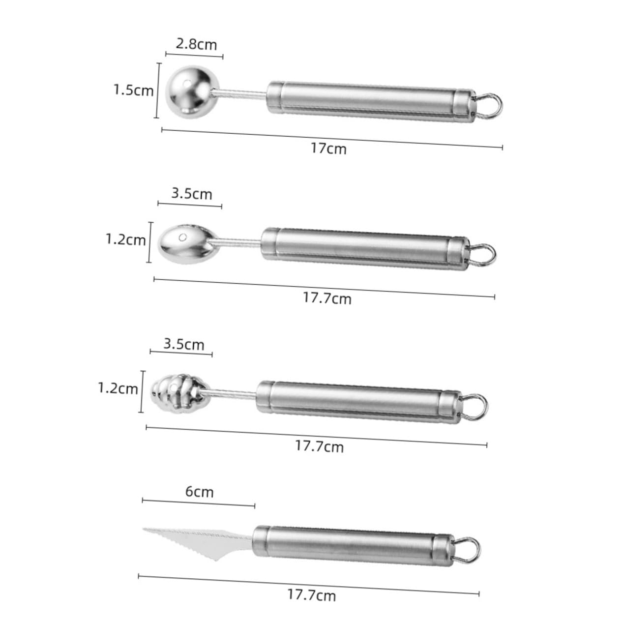VINTORKY Fruit Baller Melon Baller Scoop 4pcs Stainless Steel Fruit Digging Spoon Easy Use
