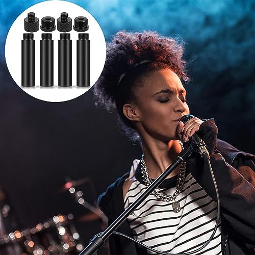 MEISO Mikrofonständer Adapter, 4 Stück Mikrofonverlängerungsrohre und 4 Stück Mikrofongewindeadapter (3/8 Buchse auf 5/8 Stecker und 5/8 Buchse auf 3/8 Stecker), für Mikrofonständer Stativ Kugelkopf