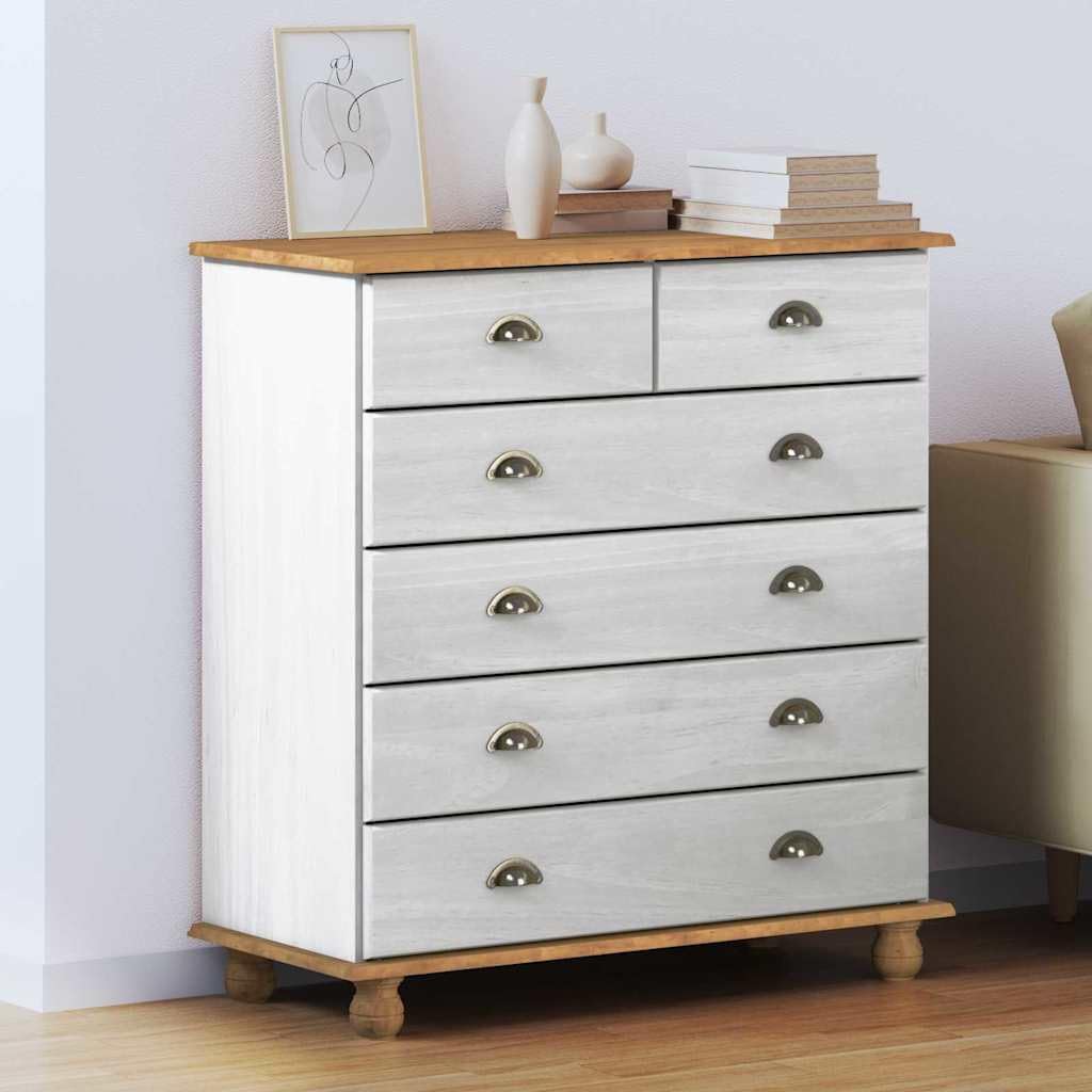 vidaXL Cajón de Gaveta ASKIM 91 x 40 x 95,5 cm Madera de Pino Macizo, Cómoda con Estilo, Almacenamiento Duradero, Mueble Funcional, organización Minimalista para el hogar