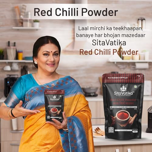 Image of Sitavatika Natural Red Chilli Powder 300gm No Added Colours and Chemicals with Good Spicy Taste and Colorful Spices Lal Mirch Powder for Spicing Up Food Pack of 3 x 100gm