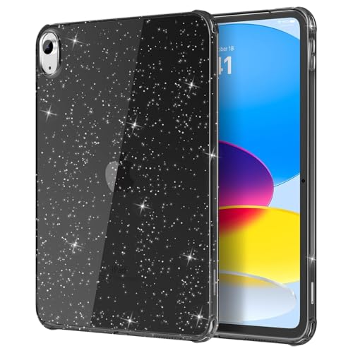 Image of MOCA Case for iPad 6th 5th Generation (iPad 9.7 inch, 2018 /2017), AIR 2 Impact Resistant, Slim, Lightweight Glitter Case (Black, ipad 9.7 inch)
