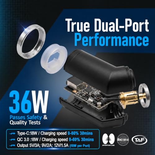 Image of Cliff Top Angled Hella DIN Motorcycle USB-C Charger, BMW Triumph PD | 6A 36W total, USB-C PD 18W, USB-A QC3.0 18W, angled Hella DIN plug, BMW Triumph DIN sockets, phone /GPS
