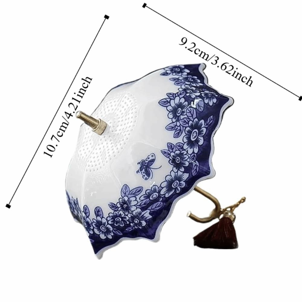 Colino da tè in ceramica con nappa, infusore in stile tradizionale cinese, filtro in porcellana blu e bianca per foglie di tè sfuso