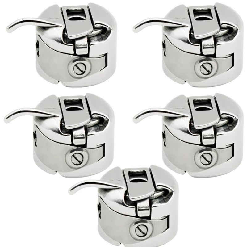 Puste metalowe szpulki, Zestaw 5 sztuk bębenka do maszyny do szycia ze stali nierdzewnej, ładowany od przodu, zamiennik dla klasy 15(5pcs)