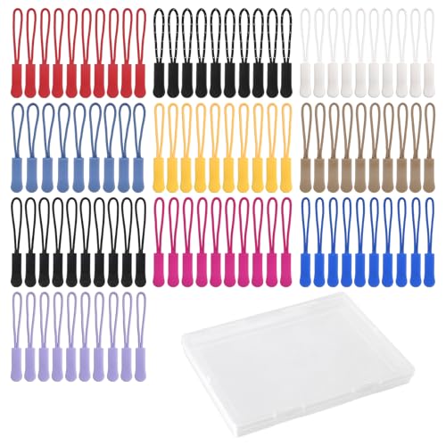 100 peças de substituição com zíper - 10 cores etiquetas com zíper abas de nylon para mochilas, jaquetas, bagagens, bolsas, bolsas e muito mais, fixador universal com aderência antiderrapante, com