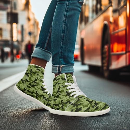 Camouflage Print High Top Barefoot Shoes for Men Comfy Flats PU Leather Walking Shoes Lightweight Non Slip Casual Lace Up Sneakers4