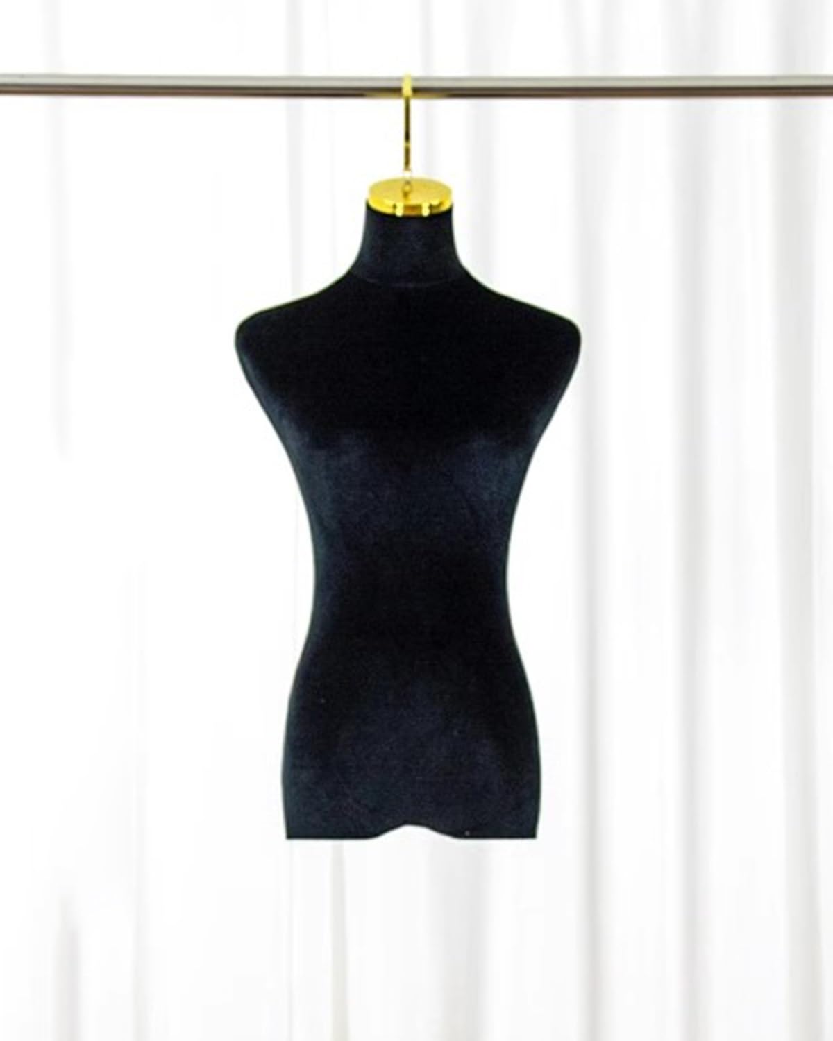 manekin, Wiszący manekin pół ciała, suknia ślubna, forma sukni z metalowymi haczykami, elegancki aksamitny pokrowiec na manekina damskiego(Black,Short Hook 10cm(4in))