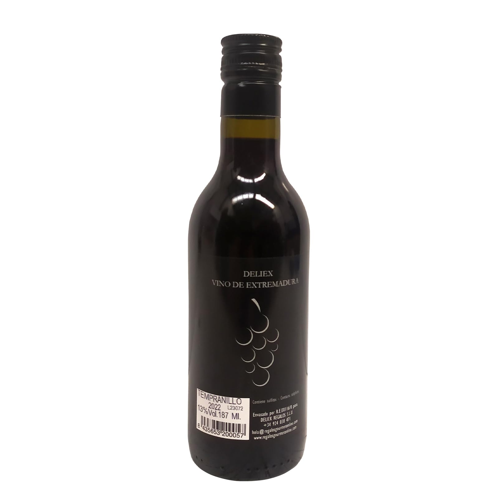 Lote de vino tinto tempranillo con tarro gourmet de queso de cabra de 30 g cristal en bolsa de organza para invitados (Pack 24 ud)
