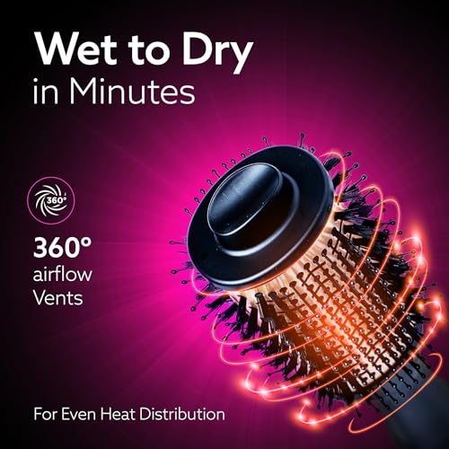 Image of AGARO HV2179 Hot Air Brush for Hair, Blow Dryer Brush, Volumizer & Styler, 360 Airflow Vent, Oval Barrel for Hair Volume, Charcoal Bristles, Ceramic Coating Brushing Head, 1200W, Gold & Black