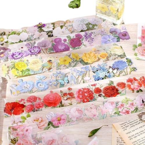 Amazon.co.jp: クリアテープ 幅40mm 花柄 カラフル 透明 PET素材